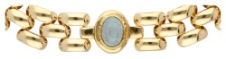 Italiaans design 18K geelgouden vintage rolexschakel-collier bezet met ca. 4.65 ct. toermalijn in diverse kleuren.