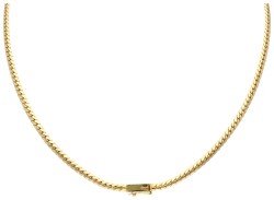 18K Geelgouden schakelcollier bezet met boulder opaal en diamant.
