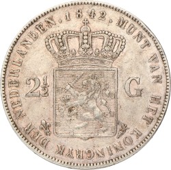 2½ Gulden. Willem II. 1842. Zeer Fraai / Prachtig.