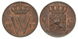 ½ Cent. Willem III. 1867. UNC.