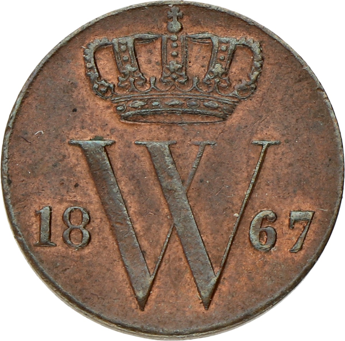 ½ Cent. Willem III. 1867. UNC.