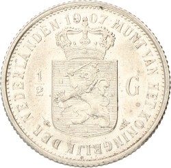 ½ Gulden. Wilhelmina. 1907. Prachtig.