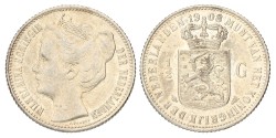 ½ Gulden. Wilhelmina. 1908. UNC.