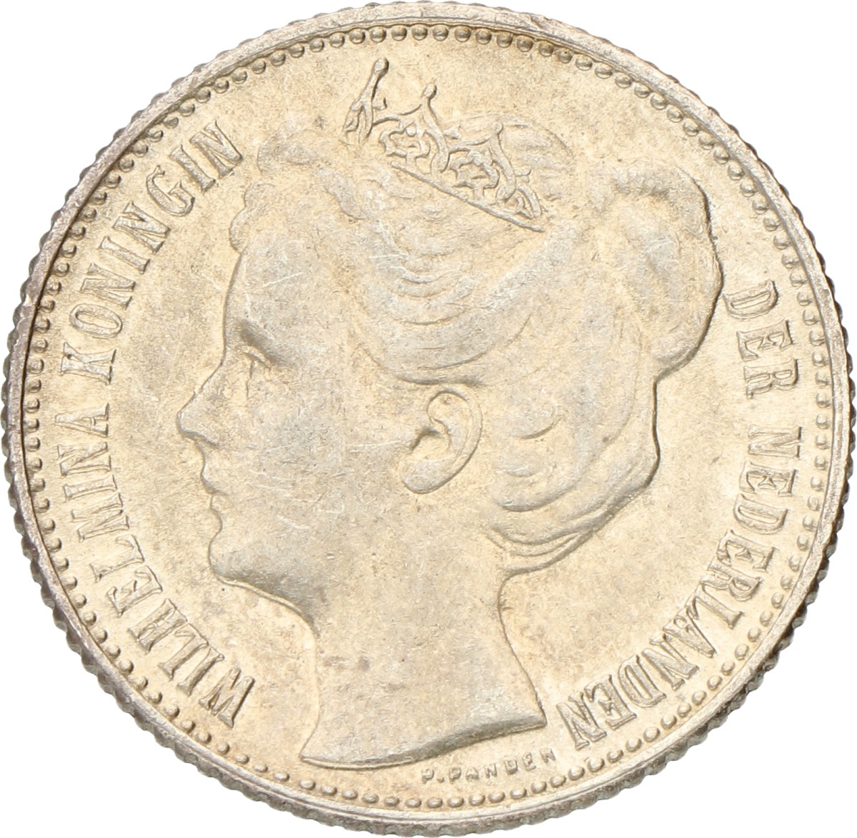 ½ Gulden. Wilhelmina. 1908. UNC.