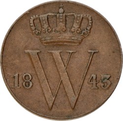 ½ Cent. Willem II. 1843. Zeer Fraai / Prachtig.