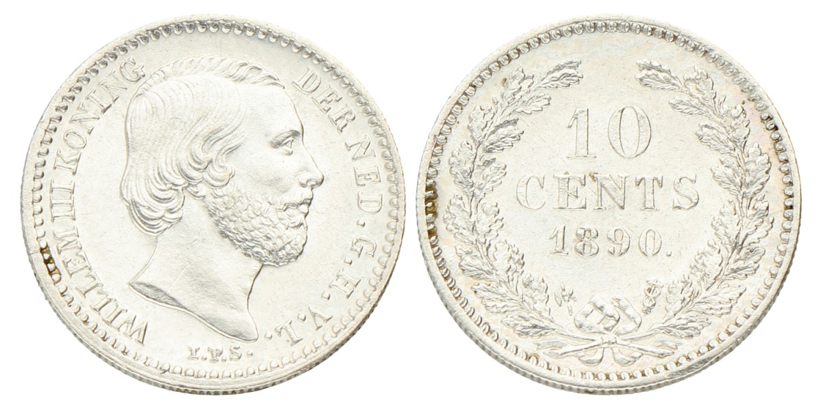 10 Cent. Willem III. 1890. Prachtig +.