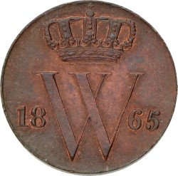 ½ Cent. Willem III. 1865. UNC.