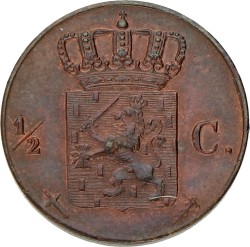 ½ Cent. Willem III. 1865. UNC.