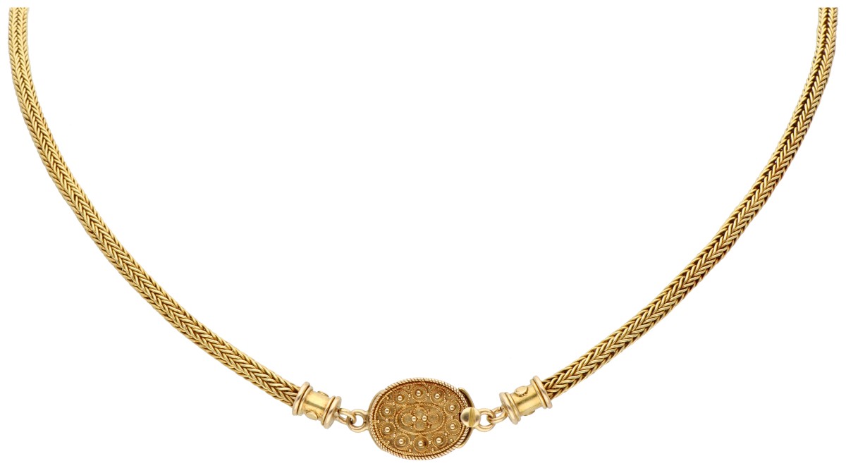 14K Geelgouden antiek vossenstaart collier.