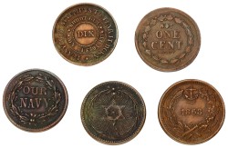 USA. Lot (5) Civil War Tokens. 1863.