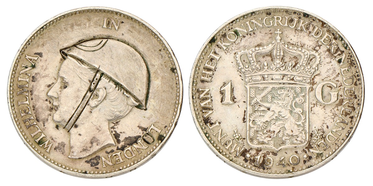 1 Gulden. Wilhelmina in London. 1940. Zeer Fraai.