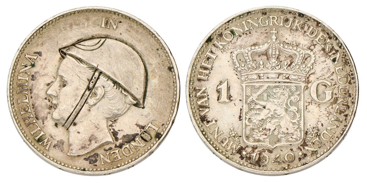 1 Gulden. Wilhelmina in London. 1940. Zeer Fraai.