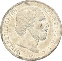 1 Gulden. Willem III. 1854. Prachtig / UNC.