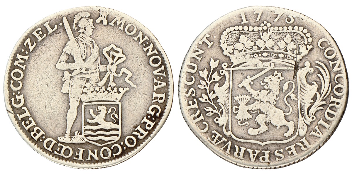 Kwart zilveren dukaat. Zeeland. 1775. Fraai +.