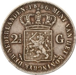 2½ Gulden. Willem III. 1856. Zeer Fraai.