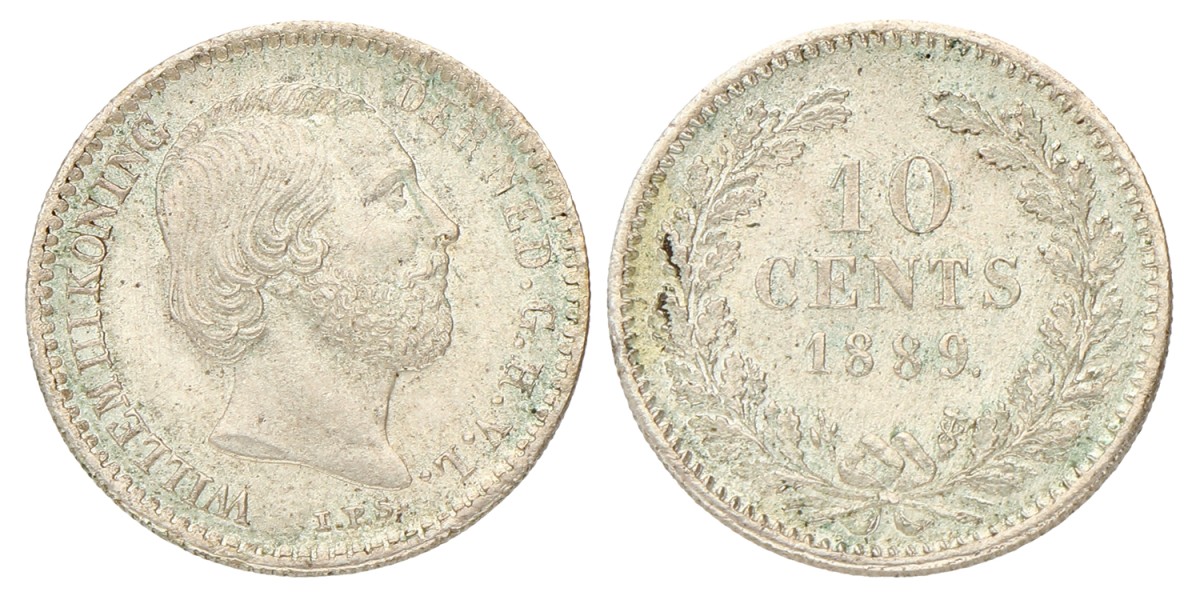 10 Cent. Willem III. 1889. Prachtig +.