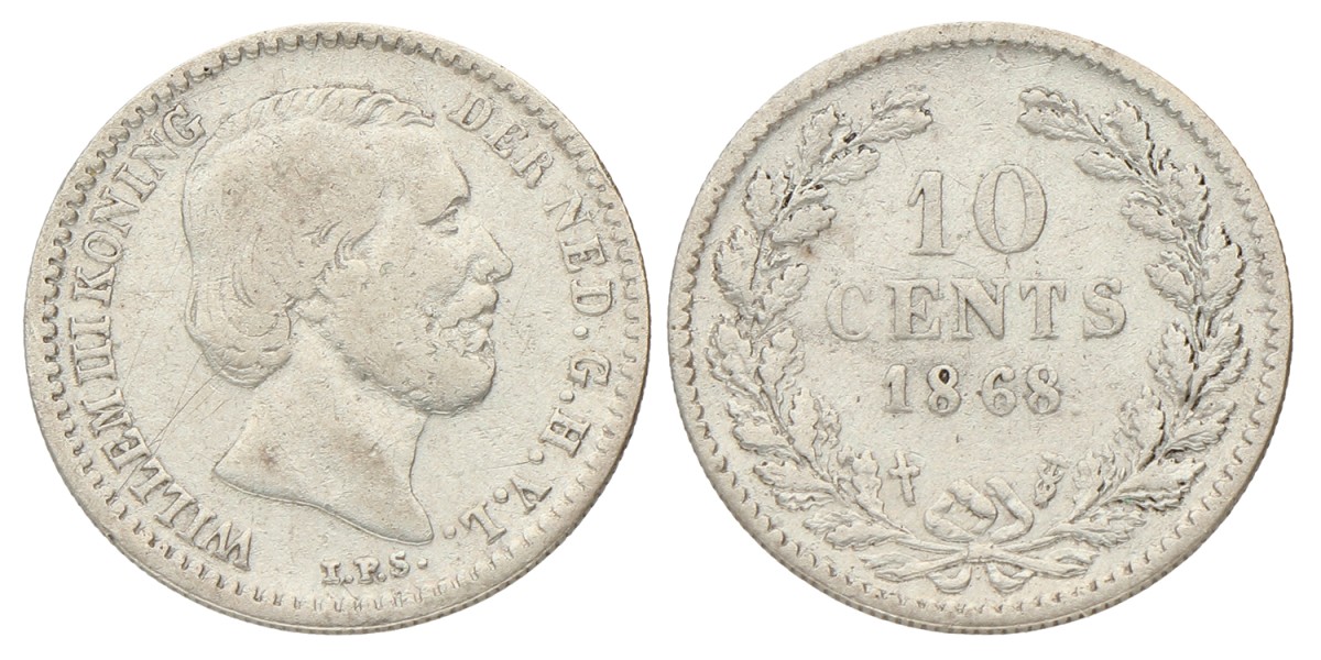 10 Cent. Willem III. 1868. Fraai.