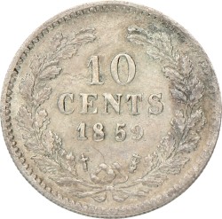 10 Cent. Willem III. 1859. Zeer Fraai +.