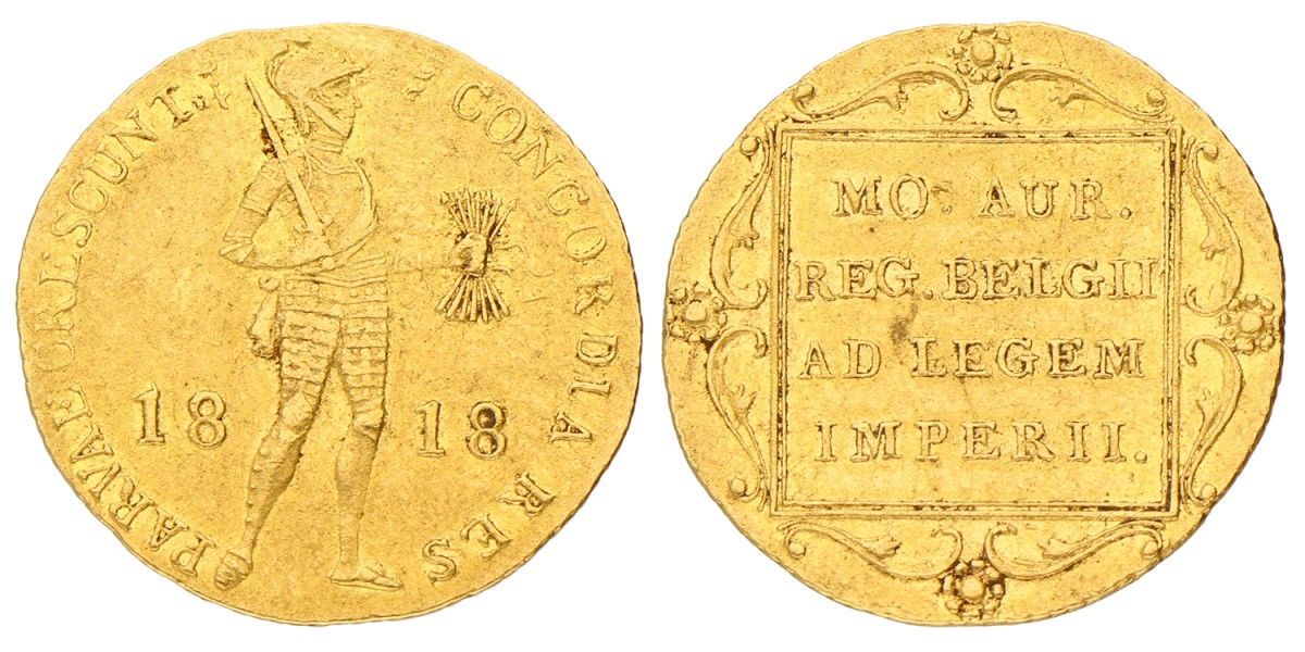 Gouden Dukaat. Willem I. 1818 U. Zeer Fraai +.