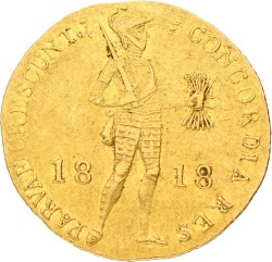 Gouden Dukaat. Willem I. 1818 U. Zeer Fraai +.