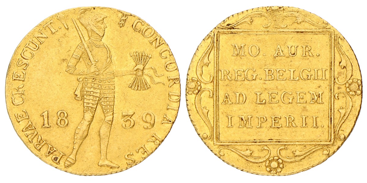 Gouden Dukaat. Willem I. 1839. Prachtig -.