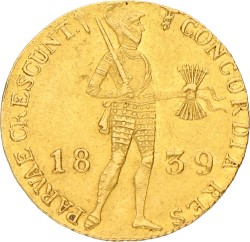 Gouden Dukaat. Willem I. 1839. Prachtig -.