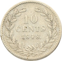 10 Cent. Willem II. 1848. Zeer Fraai -.