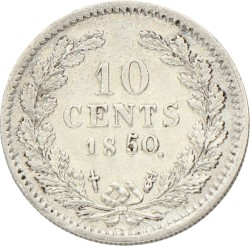 10 Cent. Willem III. 1850. Zeer Fraai +.