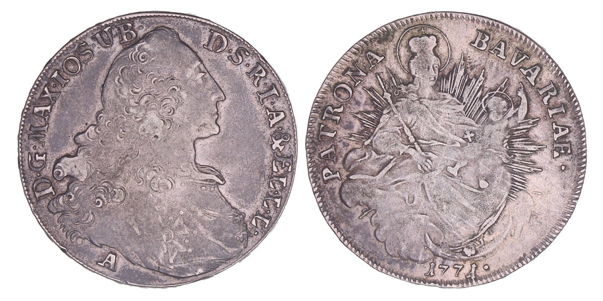 German states. Bavaria. Maximillian III Joseph. Thaler. 1771 A.