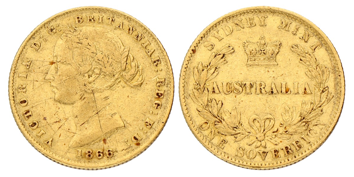 No reserve - Australia. Victoria. 1 sovereign. 1866.