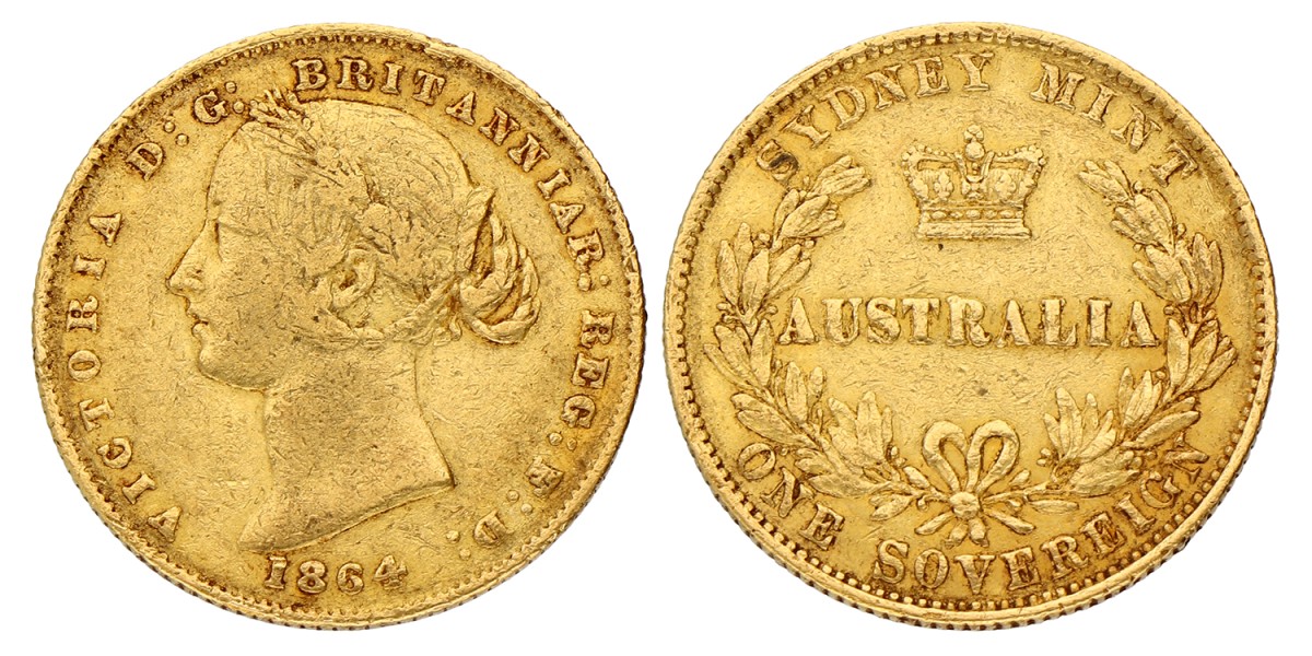 Australia. British colony. Victoria. Sovereign. 1864.