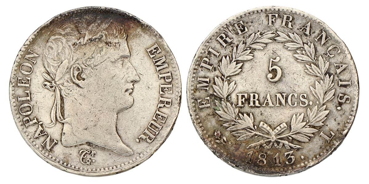 France. Napoleon I. 5 Francs. 1813 L.