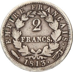 2 Francs. Napoleon. 1813. Zeer Fraai -.