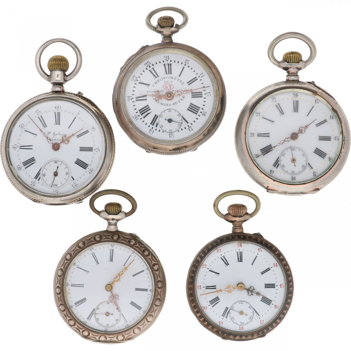 Lot (5) zakhorloges - Zilver