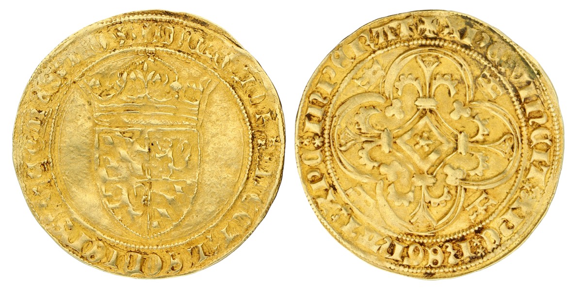 Gouden Kroon of Couronne d'or. Henegouwen. Albert van Beieren. ND (1389 - 1404). Zeer Fraai.