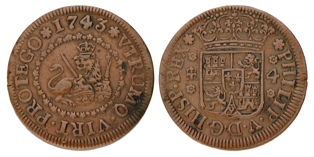 Spain. Philippe V. 4 Maradevis. 1743.