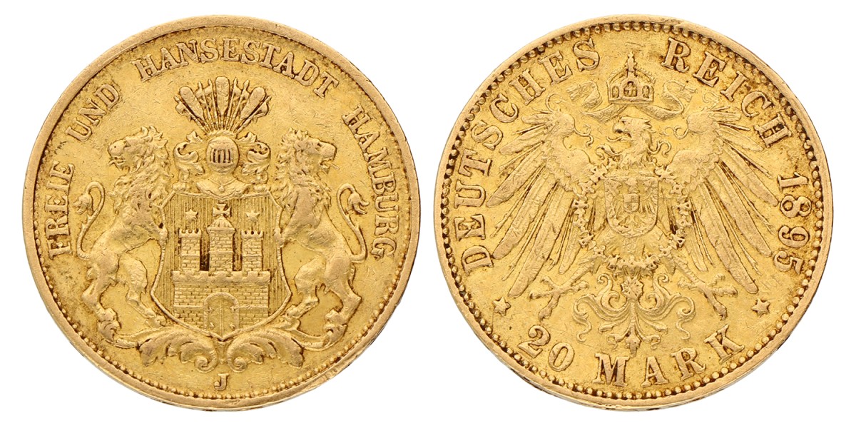 German States. Hamburg. 20 Mark. 1895 J.