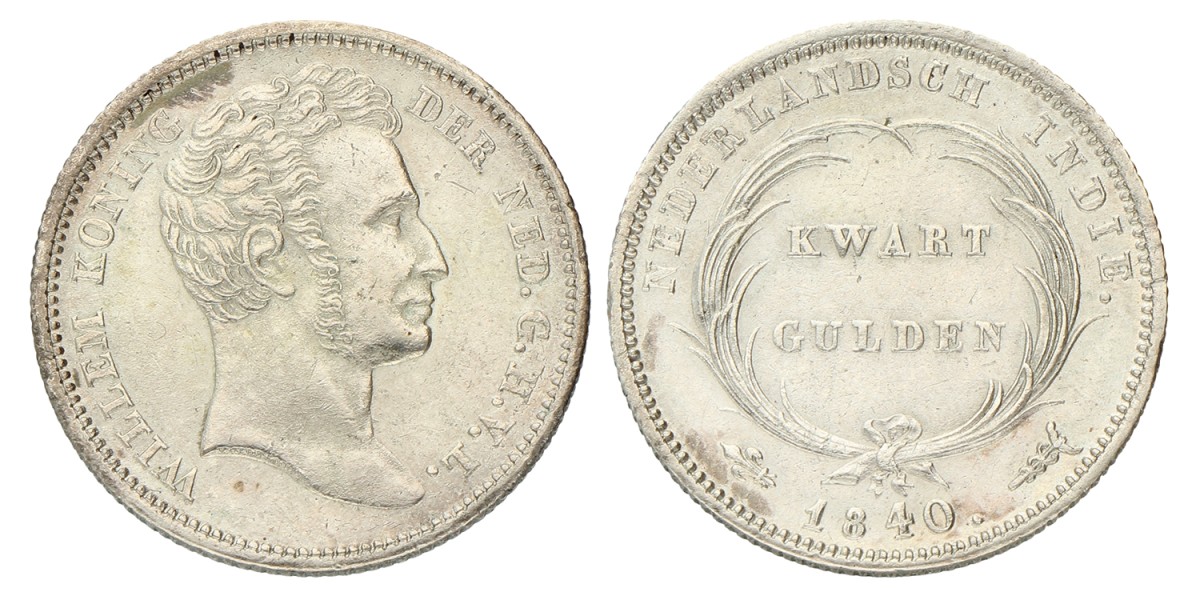 ¼ Gulden. Nederlands-Indië. Willem I. 1840. Prachtig / UNC.