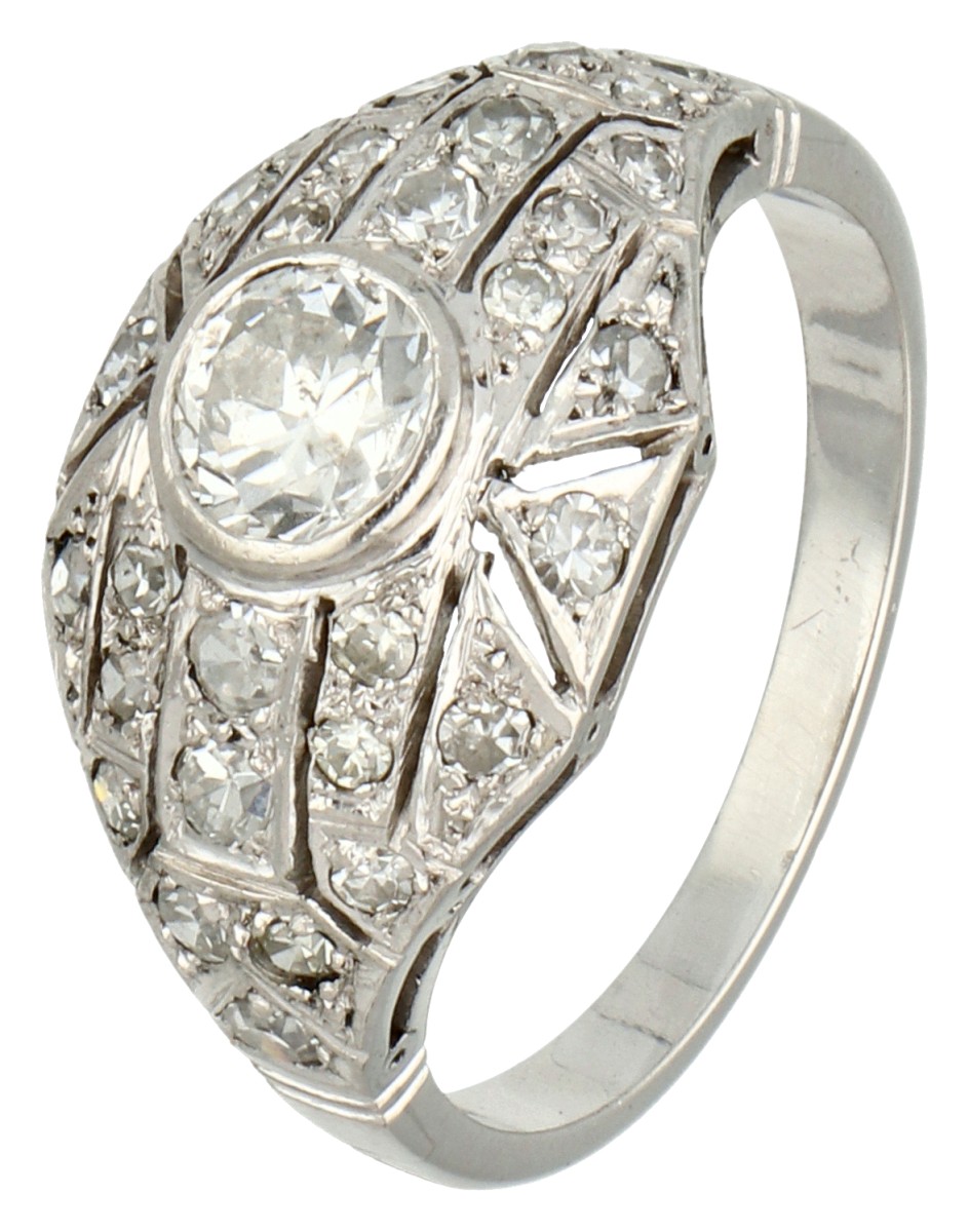 Platina ring bezet met ca. 0.95 ct. diamant.