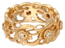Franklin Mint 18K geelgouden ring bezet met diamant.