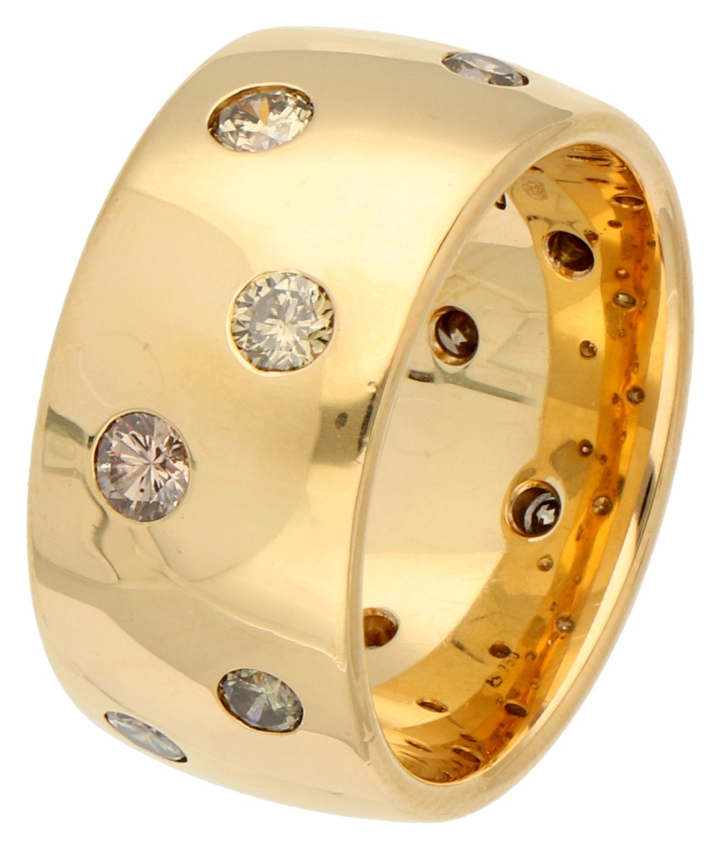 18K Geelgouden ring bezet met ca. 1.00 ct. diamant.