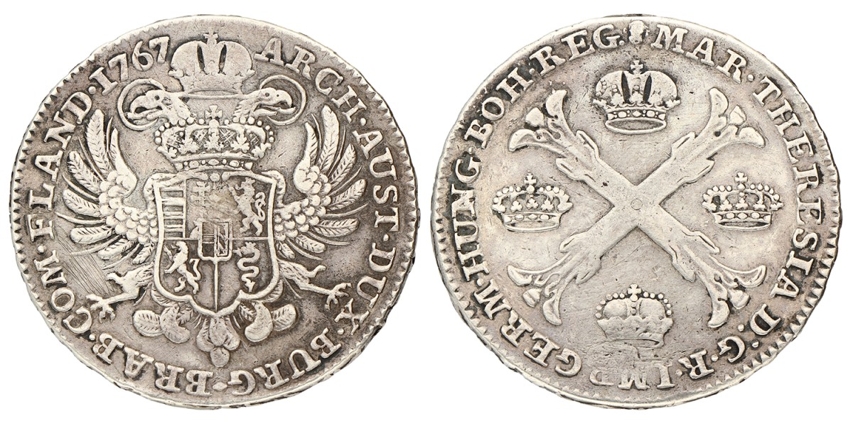 Kronenthaler. Brabant. Brussel. Maria Theresia. 1767. Zeer Fraai.