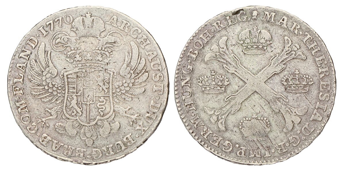 Kronenthaler. Brabant. Maria Theresia. 1770. Zeer Fraai -.