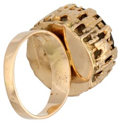 Zweedse Bengt Hallberg 18K geelgouden design ring bezet met rookkwarts.