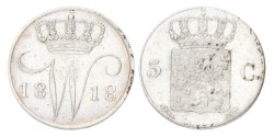 5 Cent. Willem I. 1818 U. AU details.
