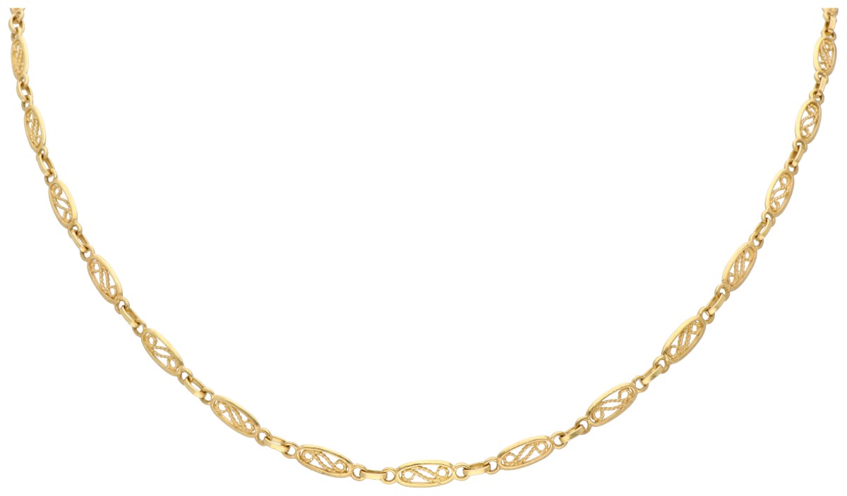 18K Geelgouden filigrain collier.