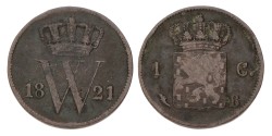 1 Cent. Willem I. 1821 B. VF details.