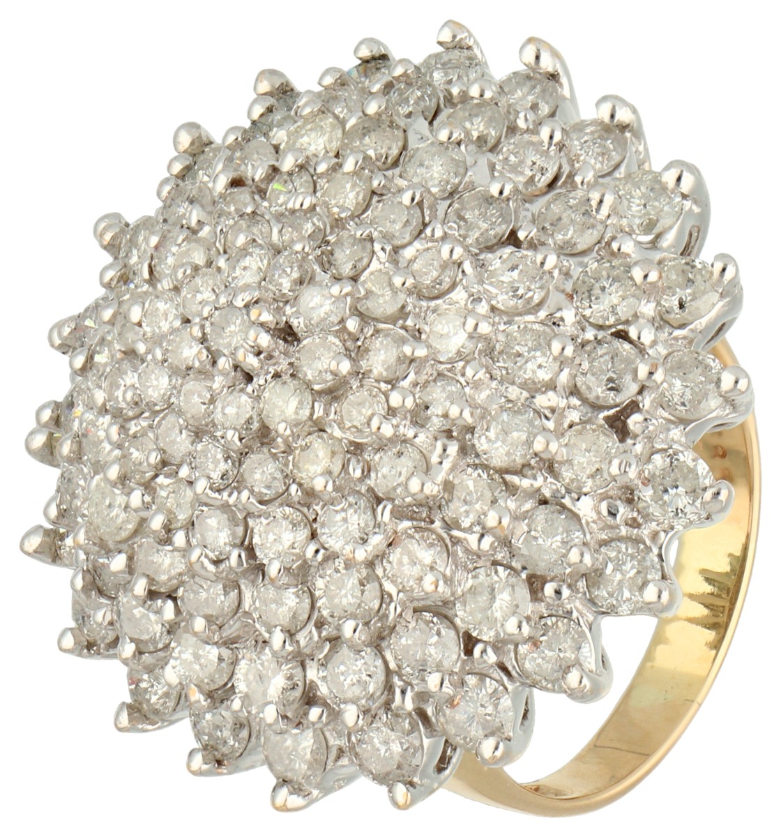 14K Geelgouden entourage ring bezet met ca. 4.73 ct. diamant.