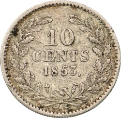 No reserve - 10 Cent. Willem III. 1853. Zeer Fraai.