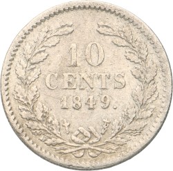 No reserve - 10 Cent. Willem II. 1849. Zeer Fraai.